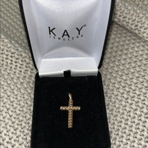 Kay Jewelers Gold Cross Necklace with Pavé Diamonds